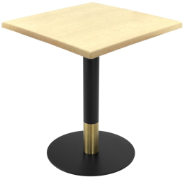 Masa de restaurant/terasa patrata Raki Maple 70x70xh74cm blat werzalit si picior metalic cu baza rotunda negru/auriu 