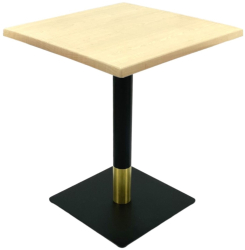 Masa de restaurant/terasa patrata Raki Maple 70x70xh74cm blat werzalit si picior metalic negru/auriu 