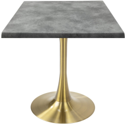 Masa patrata de cafenea Raki Copperfield 70x70xh74cm interior/exterior blat werzalit si picior central metalic auriu cu baza rotunda 50cm