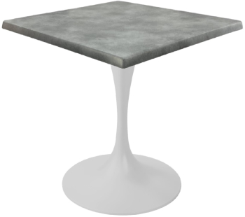 Masa patrata de cafenea Raki Copperfield 70x70xh74cm interior/exterior blat werzalit si picior metalic alb cu baza rotunda 50cm 