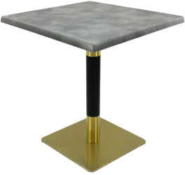 Masa patrata de cafenea Raki Copperfield 70x70xh74cm interior/exterior blat werzalit si picior metalic cu baza patrata auriu/negru 
