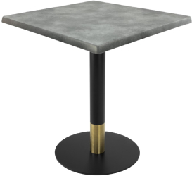 Masa patrata de cafenea Raki Copperfield 70x70xh74cm interior/exterior blat werzalit si picior metalic cu baza rotunda negru/auriu 