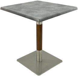 Masa patrata de cafenea Raki Copperfield 70x70xh74cm interior/exterior blat werzalit si picior metalic cu baza patrata argintiu cu accent 