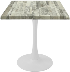 Masa patrata de restaurant/cafenea Raki White Block 70x70xh74cm blat werzalit si picior central metalic alb cu baza rotunda 50cm