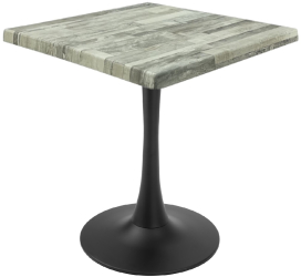 Masa patrata de restaurant/cafenea Raki White Block 70x70xh74cm blat werzalit si picior central metalic negru cu baza rotunda 50cm 