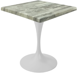 Masa patrata de restaurant/cafenea Raki White Block 70x70xh74cm blat werzalit si picior metalic alb cu baza rotunda 50cm 