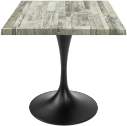 Masa patrata de restaurant/cafenea Raki White Block 70x70xh74cm blat werzalit si picior metalic negru cu baza rotunda 50cm 