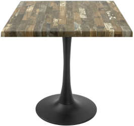 Masa patrata pentru restaurant/cafenea Raki Maracaibo 80x80xh74cm blat werzalit si picior central metalic negru cu baza rotunda 50cm 