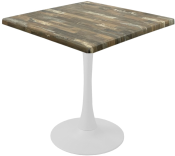 Masa patrata pentru restaurant/cafenea Raki Maracaibo 80x80xh74cm blat werzalit si picior central metalic alb cu baza rotunda 50cm 
