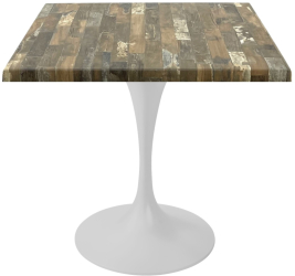 Masa patrata pentru restaurant/cafenea Raki Maracaibo 80x80xh74cm blat werzalit si picior metalic alb cu baza rotunda 50cm 