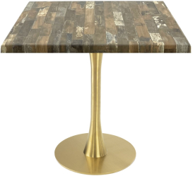 Masa patrata pentru restaurant/cafenea Raki Maracaibo 80x80xh74cm blat werzalit si picior metalic auriu cu baza rotunda 45cm 