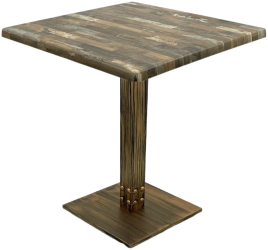 Masa patrata pentru restaurant/cafenea Raki Maracaibo 80x80xh74cm blat werzalit si picior metalic cu baza patrata aspect vintage bronz ant