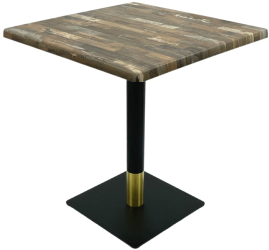 Masa patrata pentru restaurant/cafenea Raki Maracaibo 80x80xh74cm blat werzalit sipicior metalic negru/auriu 