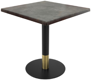 Masa patrata pentru restaurant/cafenea/bistro Raki Metalic Oxid 70x70xh74cm blat werzalit si picior metalic cu baza rotunda negru/auriu 