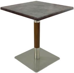 Masa patrata pentru restaurant/cafenea/bistro Raki Metalic Oxid 70x70xh74cm blat werzalit si picior metalic cu baza patrata argintiu cu ac 