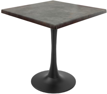 Masa patrata pentru restaurant/cafenea/bistro Raki Metalic Oxid 80x80xh74cm blat werzalit si picior central metalic negru cu baza rotunda 