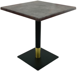 Masa patrata pentru restaurant/cafenea/bistro Raki Metalic Oxid 80x80xh74cm blat werzalit si picior metalic negru/auriu 