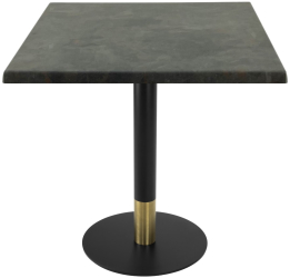 Masa patrata pentru restaurant/cafenea/bistro Raki Metalic Oxid 80x80xh74cm blat werzalit si picior metalic cu baza rotunda negru/auriu 