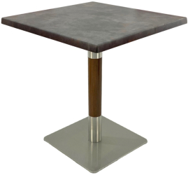 Masa patrata pentru restaurant/cafenea/bistro Raki Metalic Oxid 80x80xh74cm blat werzalit si picior metalic cu baza patrata argintiu cu ac