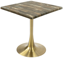 Masa patrata pentru terasa/restaurant Raki Maracaibo 70x70xh74cm blat werzalit si picior central metalic auriu cu baza rotunda 50cm 