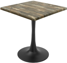 Masa patrata pentru terasa/restaurant Raki Maracaibo 70x70xh74cm blat werzalit si picior central metalic negru cu baza rotunda 50cm 