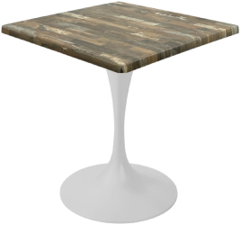 Masa patrata pentru terasa/restaurant Raki Maracaibo 70x70xh74cm blat werzalit si picior metalic alb cu baza rotunda 50cm 