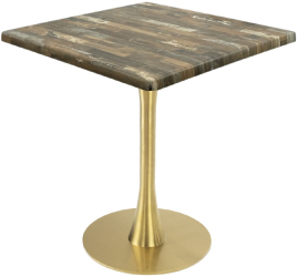 Masa patrata pentru terasa/restaurant Raki Maracaibo 70x70xh74cm blat werzalit si picior metalic auriu cu baza rotunda 45cm 