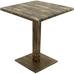 Masa patrata pentru terasa/restaurant Raki Maracaibo 70x70xh74cm blat werzalit si picior metalic cu baza patrata aspect vintage bronz anti 