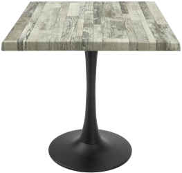 Masa patrata pentru terasa/restaurant Raki White Block 80x80xh74cm blat werzalit si picior central metalic negru cu baza rotunda 50cm 