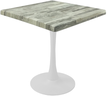 Masa patrata pentru terasa/restaurant Raki White Block 80x80xh74cm blat werzalit si picior central metalic alb cu baza rotunda 50cm 