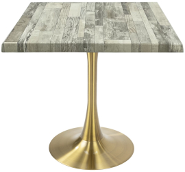 Masa patrata pentru terasa/restaurant Raki White Block 80x80xh74cm blat werzalit si picior central metalic auriu cu baza rotunda 50cm 