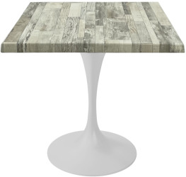 Masa patrata pentru terasa/restaurant Raki White Block 80x80xh74cm blat werzalit si picior metalic alb cu baza rotunda 50cm 