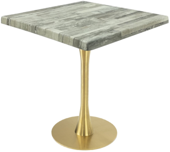Masa patrata pentru terasa/restaurant Raki White Block 80x80xh74cm blat werzalit si picior metalic auriu cu baza rotunda 45cm 