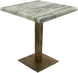 Masa patrata pentru terasa/restaurant Raki White Block 80x80xh74cm blat werzalit si picior metalic cu baza patrata aspect vintage bronz an