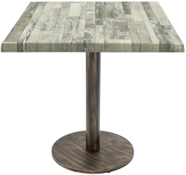 Masa patrata pentru terasa/restaurant Raki White Block 80x80xh74cm blat werzalit si picior metalic cu baza rotunda aspect vintage bronz an