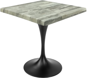 Masa patrata pentru terasa/restaurant Raki White Block 80x80xh74cm blat werzalit si picior metalic negru cu baza rotunda 50cm