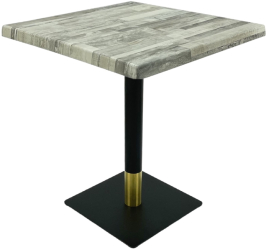 Masa patrata pentru terasa/restaurant Raki White Block 80x80xh74cm blat werzalit si picior metalic negru/auriu 