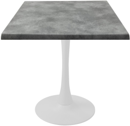 Masa patrata restaurant Raki Copperfield 80x80xh74cm interior/exterior blat werzalit si picior central metalic alb cu baza rotunda 50cm 