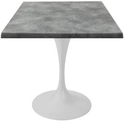 Masa patrata restaurant Raki Copperfield 80x80xh74cm interior/exterior blat werzalit si picior metalic alb cu baza rotunda 50cm 