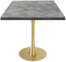 Masa patrata restaurant Raki Copperfield 80x80xh74cm interior/exterior blat werzalit si picior metalic auriu cu baza rotunda 45cm