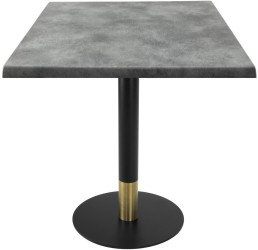 Masa patrata restaurant Raki Copperfield 80x80xh74cm interior/exterior blat werzalit si picior metalic cu baza rotunda negru/auriu 