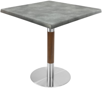 Masa patrata restaurant Raki Copperfield 80x80xh74cm interior/exterior blat werzalit si picior metalic cu baza rotunda argintiu cu accent 