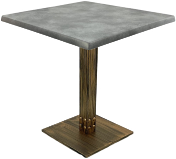 Masa patrata restaurant Raki Copperfield 80x80xh74cm interior/exterior blat werzalit si picior metalic cu baza patrata aspect vintage bro 