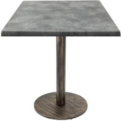 Masa patrata restaurant Raki Copperfield 80x80xh74cm interior/exterior blat werzalit si picior metalic cu baza rotunda aspect vintage bro