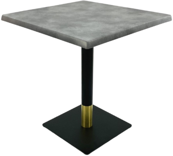 Masa patrata restaurant Raki Copperfield 80x80xh74cm interior/exterior blat werzalit si picior metalic negru/auriu 