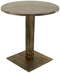 Masa pentru bistro rotunda Raki Dark Seagrass D60xh74cm blat werzalit si picior metalic cu baza patrata aspect vintage bronz antichizat 