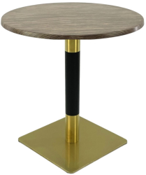 Masa pentru bistro rotunda Raki Dark Seagrass D60xh74cm blat werzalit si picior metalic cu baza patrata auriu/negru 