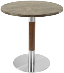 Masa pentru bistro rotunda Raki Dark Seagrass D60xh74cm blat werzalit si picior metalic cu baza rotunda argintiu cu accente aspect lemn 