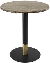 Masa pentru bistro rotunda Raki Dark Seagrass D60xh74cm blat werzalit si picior metalic cu baza rotunda negru/auriu 