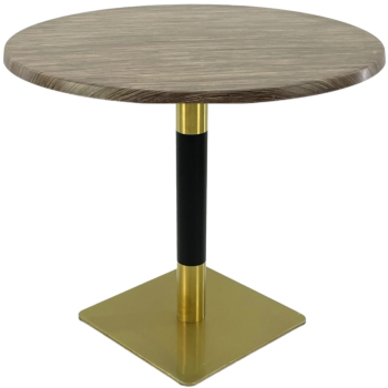 Masa pentru bistro/cafenea rotunda Raki Dark Seagrass D80xh74cm blat werzalit si picior metalic cu baza patrata auriu/negru 